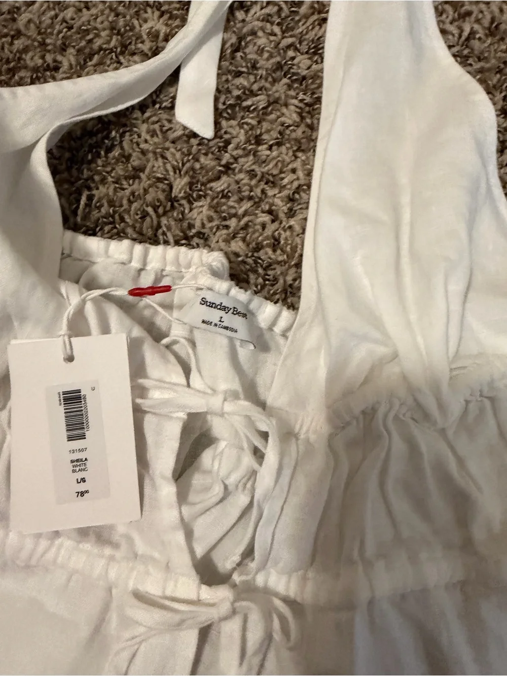 Aritzia White Halter Tie-Front Linen Blend Camisole